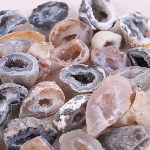 1pc No Hole Gray White Agates Crystal Rock Geode Mineral Energy Natural Quartz Reiki Healing Agates Decoration Crafts Beads
