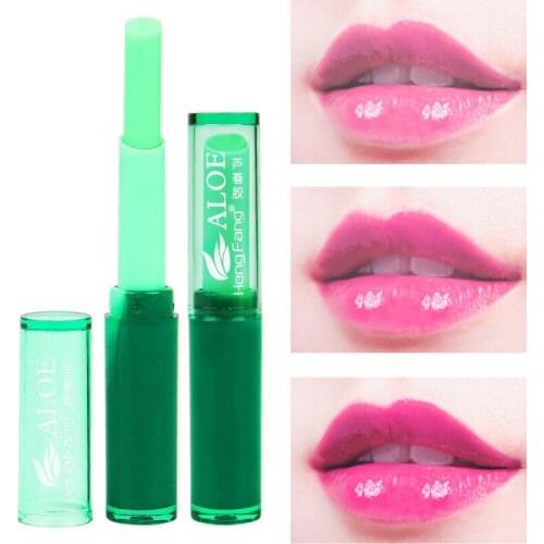 1pcs New Protect Lip Moisturizer Nutritious Lipbalm Makeup Aloe Vera Plant Lipstick Women Temperature Chang Color Lip Stick