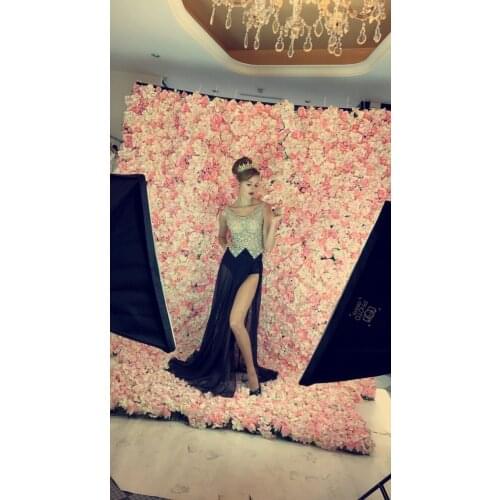 10pcs/lot Artificial silk Hydrangea Rose flower wall Wedding backdrop decoration flower stage decoration Light pink TONGFENG