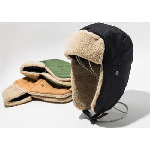 2020 Winter Caps Cotton + Fleece Bomber Hats Men Women Fashion Cotton Ear Protection Hat with Earflaps Retro Warm Gorro Ski Caps