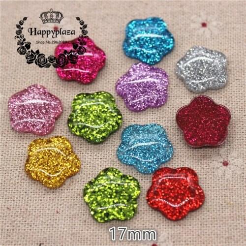 30pcs 17mm Mix Colors Resin Flower Flatback Cabochon Button(No Hole) DIY Home Garden Craft Button Decoration