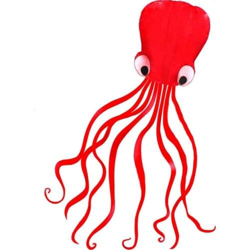 3D 4m Octopus Kite Polyester Flying Soft Kite Outdoor Easy Fly Cartoon Animal Windsock Fun Toys for Gifts