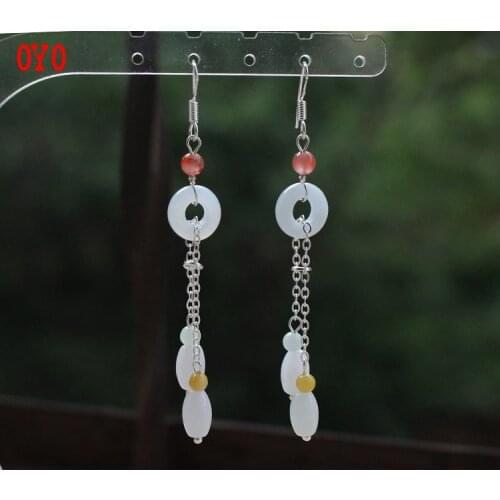925 Sterling Silver Natural Jade Earrings