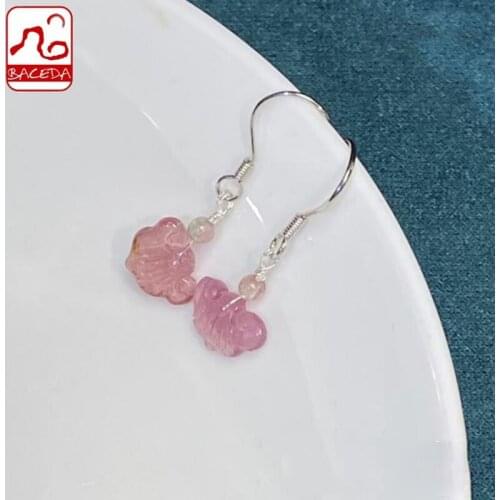 Baceda October Birthstone give self-confidence and motivation boost energy Natural Crystals of Tourmaline Dangling Earrings
