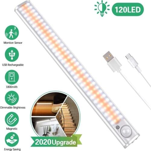 Wireless Under Cabinet Light PIR Motion Sensor Night Lamp USB Rechargeable Closet Light For Kitchen Wardrobe Cupboard Lighting