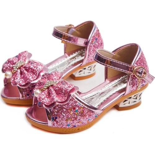 Christmas Girls Shoes Children Leather Sandals Halloween Child High Heels Girls Princess Sandals Party Shoes Size 26-36