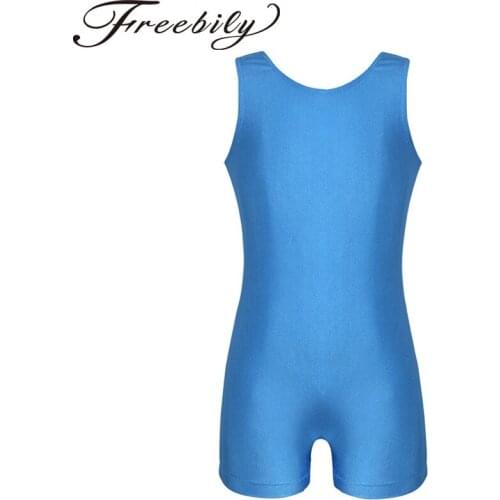 Kids Girls Shiny Ballet Leotard Dress Spaghetti Shoulder Straps Gymnastics Leotard Jumpsuit Unitard Slim Fit Dancewear SZ 4-12