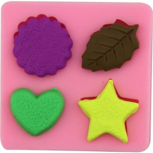 Diy handmade clay waffle cake chocolate star leaves dessert silicone mold gypsum gel soap mold