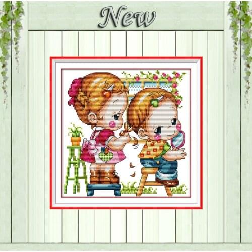 Design a hair-style lovely painting counted printed on canvas DMC 14CT 11CT Chinese Cross Stitch Needlework Sets Embroidery kits
