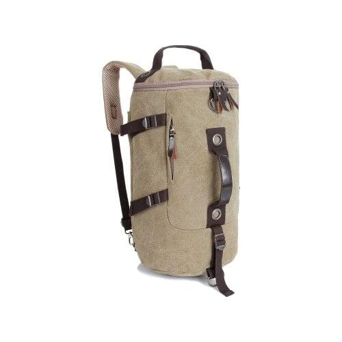 New Style Travel Mountaineering Bag Multi-functional Casual Canvas Sports round Barrel Backpack Outdoor Computer Bag Retro
