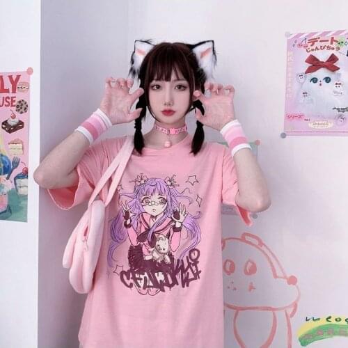 Cute Kawaii Harajuku Style Cartoon Women Tee Shirt Female Streetwear Casual Girl Tops T-Shirts Woman Clothing Oversize Summer