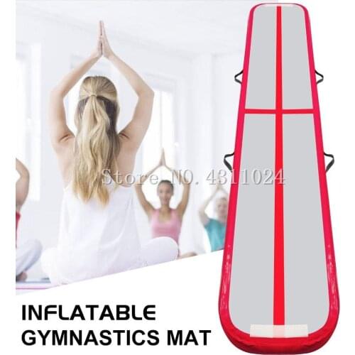 Gymnastics Air Balance Beam inflatable Practice Training Mat Red Inflatable Gym Mat Air Track Tumbling Air Floor Mat 3x0.5x0.1m