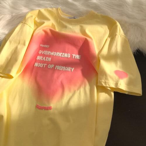 Cotton Letter Printing Summer Womens T-shirt Loose Large Size Casual Tops Tie Dye Vingate Clothes Graphic Tee Y2k Aesthetic