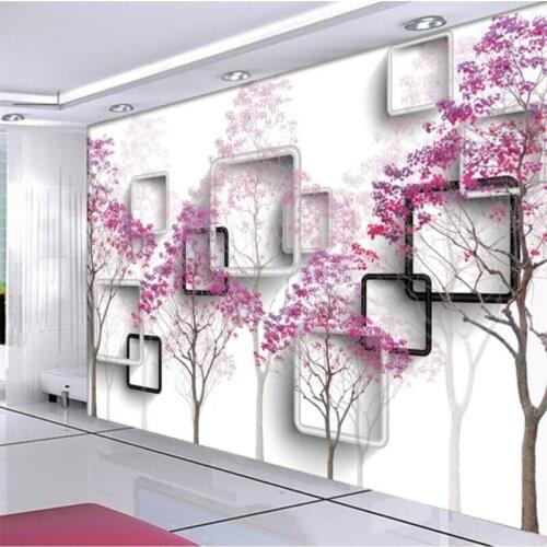 Customize Modern minimalist tree 3D TV background wall custom large mural green silk cloth wallpaper papel de parede para quarto