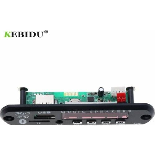 Kebidu MP3 WMA Decoder Bluetooth Audio Module Car USB Bluetooth 5V 12V Wireless USB FM Aux Radio for Car Build in Car Speaker