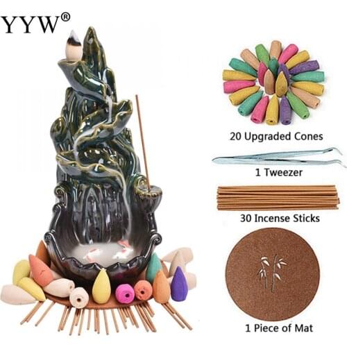 Ceramic Incense Burner Backflow Creative Retro Goldfish Irregular Shape Home Or Office Accessories Incense Cone Holder