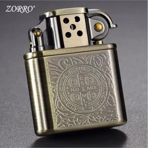 Zorro Kerosene Lighter Creative Mini Wheel Ignition Pure Copper Personality Classic Pattern Men Gift Z506-CON