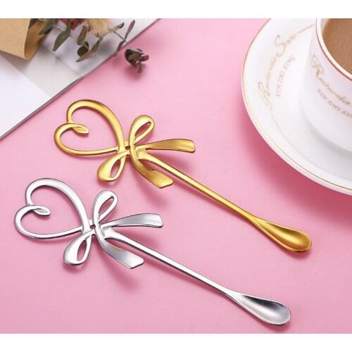 Coffee Spoons Creative Stainless Steel Tea Spoon Butterfly Knot Little Spoon Kitchen Accessories Mini Spoon Tableware Decoration