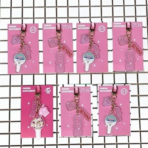 KPOP Izone Twice Wanna One Izone Acrylic Holder Name Rope Phone Strap Keyring Keychain Kpop Key chain ring fans gilfs wholesale