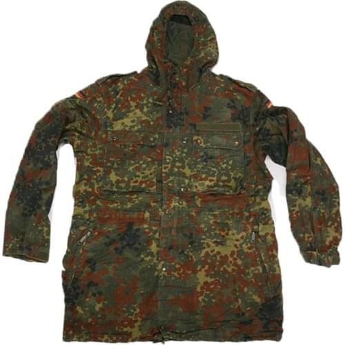 Parka jacket German flecktarn air soft sportswear mens cotton Germany military