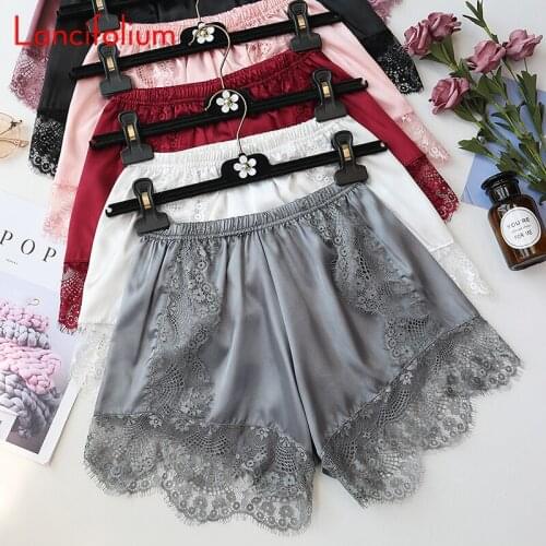 Summer Y2k Sexy Pink Lace Patchwork Black Shorts Thin Elastic Waist Kawaii Casual Cute Satin White Shorts Women Short Pants 2021