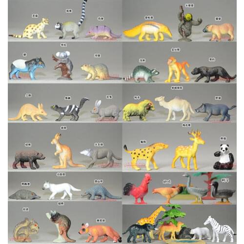 Mini wild animal and farm poultry solid pvc animal model figure toy gift 40pcs/set toy gift