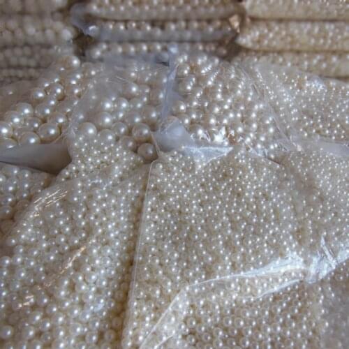 Mobile phone hairdressing essential 4mm-20mm without holes ivory tint pearl DIY originality handwork material wholesale 500g