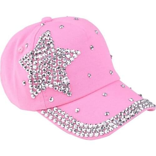 Fashion Summer Girls Rhinestone Star Shaped Baseball Caps Boy Girls Snapback Hat Casual Cotton Hat baby accessories newborn
