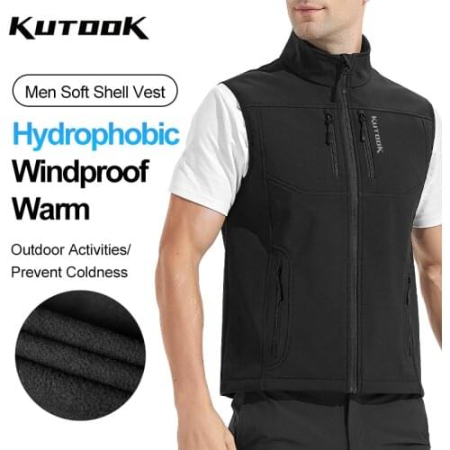 KUTOOK Outdoor Sports Vest Sleeveless Fleece Warm Windproof Jacket Vest Soft Shell Winter and Autumn Climbing Hiking Gilets Vest
