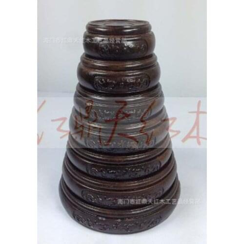 Black Azusa mahogany wood crafts sets of seven fret Ssangyong small stone pedestal base