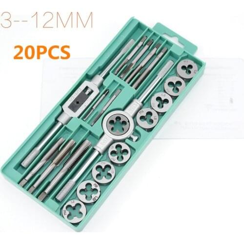 Tap and Die Set M3~M12 M6-M12 Screw Thread Metric Plugs Taps & Tap Wrench & Die Wrench