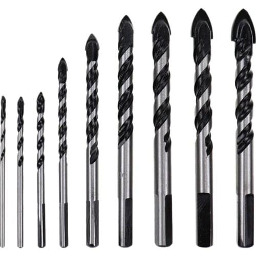 9 Pcs Masonry Drill Bits Set for Tile Brick Cement Concrete Glass Plastic Cinder Block Wood Etc Chrome Plated