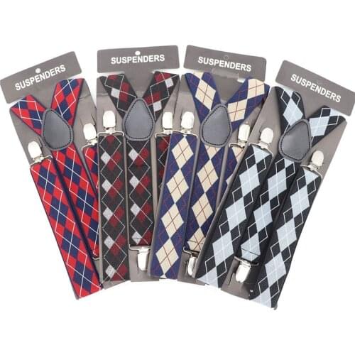 New England Plaid Elasticity Suspender British Style Non-slip Suspender Belt 3 Clips Shirt Stay Men Suspenders Shirt Belt