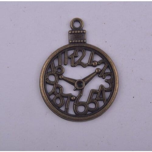 Wholesale Vintage Clock Pendant Hollow Out Time Remark Shaped Bronze Jewelry Accessories 10pcs/lot