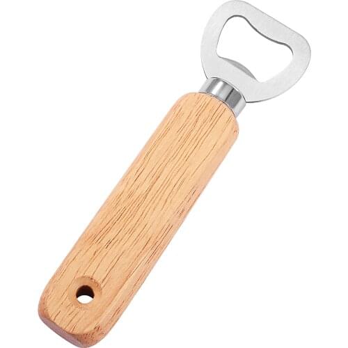 Wooden Handle Handheld Bartender Bottle Opener Wine Beer Soda Glass Cap Opener Creative Kitchen Bar Multifunction Poatable Tools