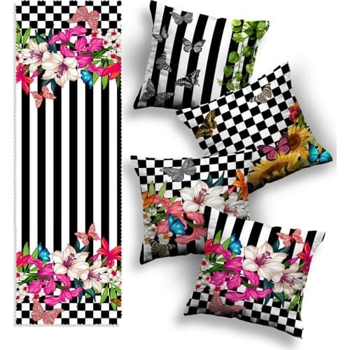 Ottoson 4'lü Special Design Pillow decorate Case and Runner Set