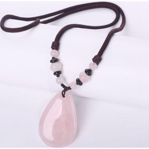 Pretty Water Drop Pendant Necklaces Women Natural Stone Crystal Long Necklace Sweater Chain Jewelry
