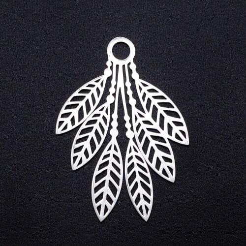 5pcs/lot Stainless Steel Retro style Leaves connector charm pendant Wholesale Top Quality Never Tarnish Bracelet Making Charms