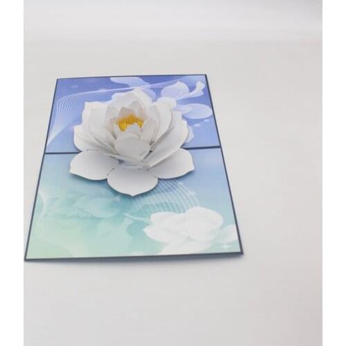 3D Handmade White Snow Lotus Paper Greeting Cards PostCard Thanksgiving Mothers Day Valentines Day Birthday Creative Gift