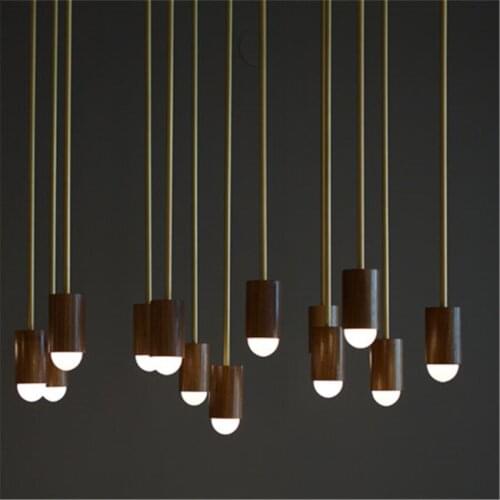 Simple Nordic Wood-printed Iron Pendant Lights Kitchen Bar Table Pipe Hanging Lights Modern Living Room Bedroom Study Deco Lamps