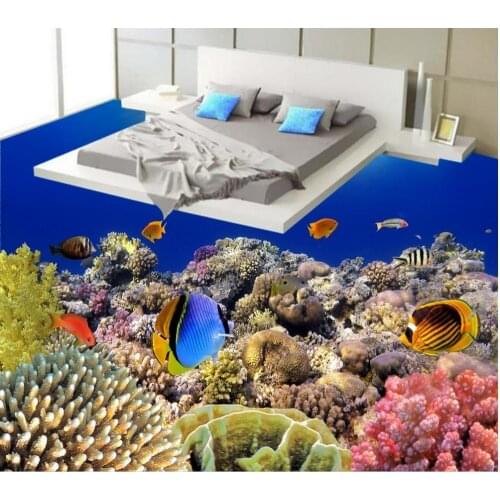 Modern Custom 3D floor mural Ocean Floor bathrooms self-adhesive PVC Wallpaper