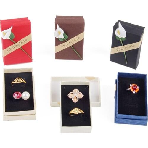 TONVIC 48PCS 5x8x2.5cm Retro Paper Letter Earring Ring Box Storage Jewelry Set Case With Flower Mixed Color Fashion Je