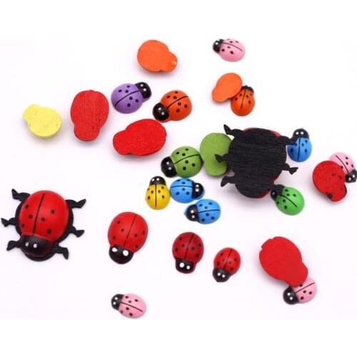 Mixed Wooden Ladybug Flatback Wedding Decoration Handicraft For Cute Scrapbooking Cardmaking DIY Craft Supplies 10/50/100pcs