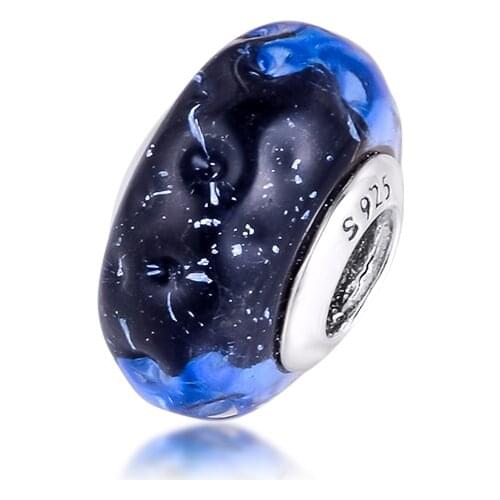 Wavy Dark Blue Murano Glass Ocean Charm Silver kralen voor sieraden maken Fit 925 Silver Original Charms Bracelets For Woman DIY