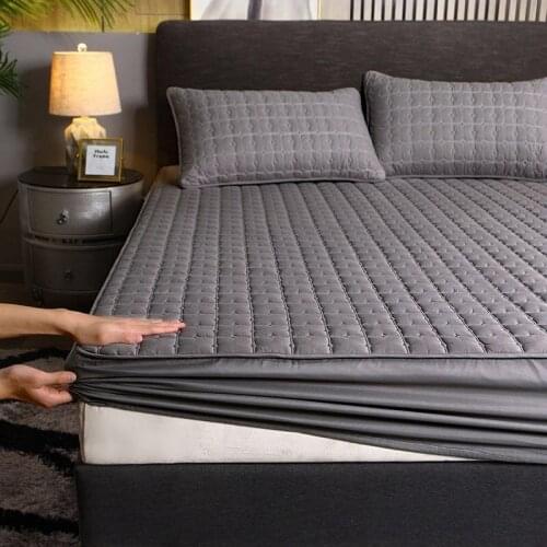 WOSTAR Thicken dustproof mattress protector cover queen king size solid quilted embossed double bed fitted sheet and pillowcases