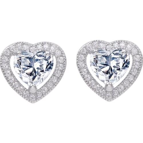 Bettyue Cute Deisgn Heart-shape For Female Lovely Earring With Three Claws Zirconia Two Color Fashion Jewelry In Party Dress-up