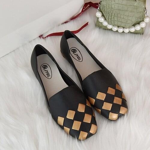 Square Toe Thick Heel Single Shoes Womens New Plaid Color Matching Pumps Work Fashion Casual Comfortable Mother Shoes