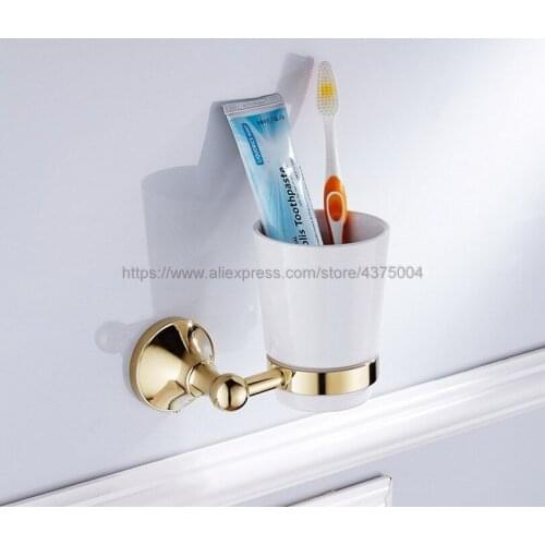 Golden Bathroom Cup Holder Ceramic Single Cup Holder Bathroom Ceramic Cup Rack Holder Bathroom Accessories Nba877
