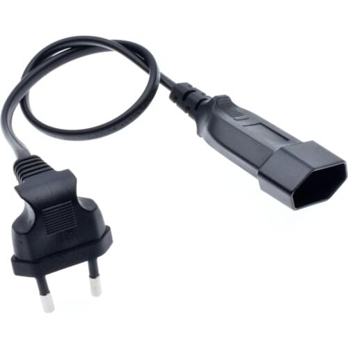 1PCS EU Power Adapter Cord,90 Degree Angled European Round 2Pin Male to Female Plug Power Cable For UPS PDU 0.3M/0.6M