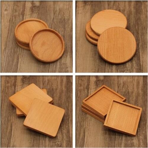 100pcs/lot 8.8cm Beech & Walnut Wood Coasters Cup Coffee Tea Cup Pads Drinking Mats Teapot Drink Coaster SN1906